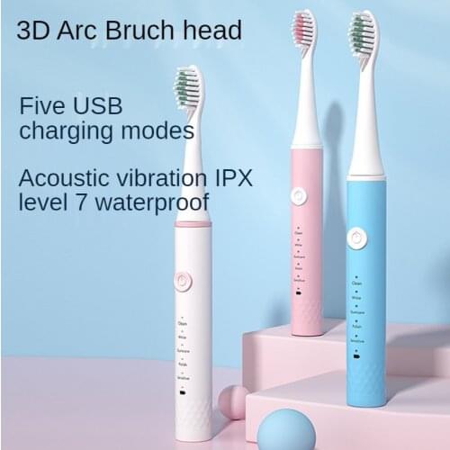 Electric toothbrush USB rechargeable 6-position IPX7 waterproof toothbrush Soft brush head Smart timing whitening toothbrush0393