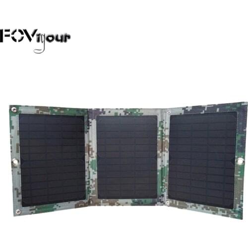 FOVigour 19W Solar Charger Dual USB Port Foldable Solar Panel Charger Waterproof Compatible IOS Android