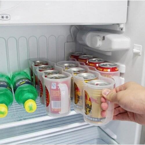 4 Holes Beer Soda Coke Drink Beverage Can Fridge Drink Bottle Holder Kitchen Refrigeration Storage Box Rack Space-Saving Shelf