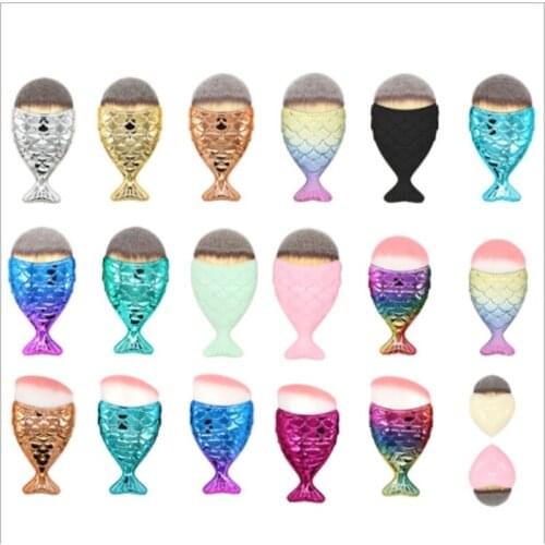 Mermaid Tail Rose Gold Fish Brushes Powder Blusher Makeup Set Tool Contour Foundation Brush Art Auntie Sofia 200pcs