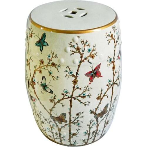 Jingdezhen Indoor ceramic Antique drum porcelain garden stool Glazed hand painted round ceramic porcelain chinese garden stools