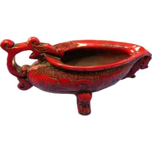 China red coral carved Dragon cup