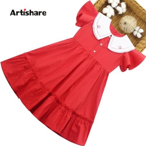 Girl Summer Dresses Patchwork Girls Party Dress Embroidery Child Dress Teenage Clothes For Girls