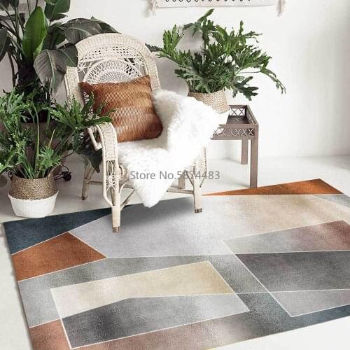 Fashion Modern Gray Rice Dumplings Blue Geometric Mosaic Living Room Bedroom Bedside Carpet Floor Mats Custom