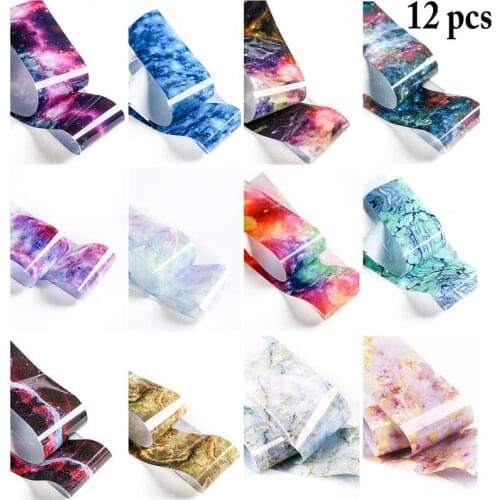 12 Sheets Marbling Nail Sticker Creative Marble Pattern Starry Sky Nail Art Decal Nail Art Decor Art Accessories Tool for Women