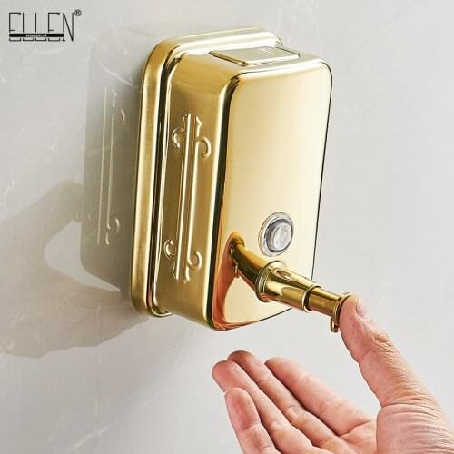 ELLEN Gold Liquid Soap Dispenser Wall Shampoo Soap Holder Kitchen Bathroom Sink Lotion Hand Pump EL68