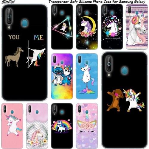 Hot Cute cartoon Unicorn Silicone Phone Case For Samsung Galaxy A80 A70 A60 A50 A40 A40S A30 A20E A2CORE M40 Note 10 Plus 9 8 5