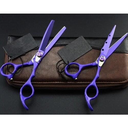 Customize professional 440c 6 inch voilet cut hair scissor thinning barber tools cutting shears makas hairdressing scissors set