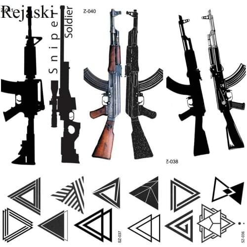 Rejaski New Creative Temporary Tattoo Stickers Men Ak Gun Cool Arm Fake Tatoo Women Hand Soldier Black Tattoo BATTLEGROUNDS PUBG