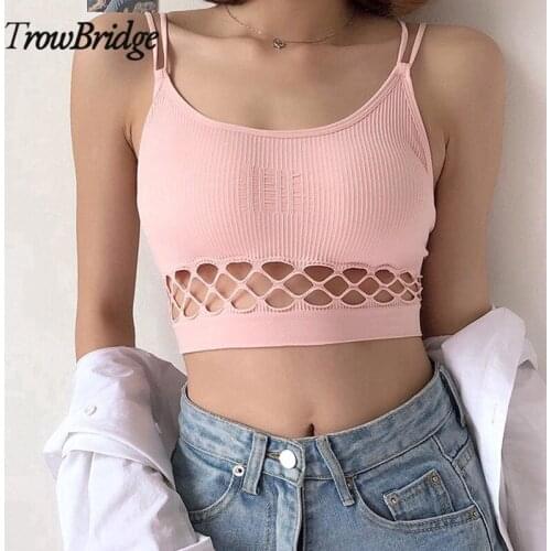 TrowBridge Mesh Womens Bras Fashion Sports Top Bras Girls Breathable Tupe Top Sexy Lingerie Striping Female Underwear Brassiere