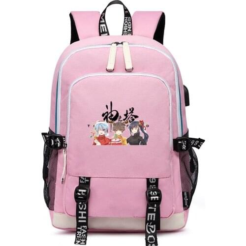 Tower of God Anime School Bags Twenty-Fifth Baam Bookbag USB Charging Laptop Backpack Cute Travel Backpack Pink Women Back Pack