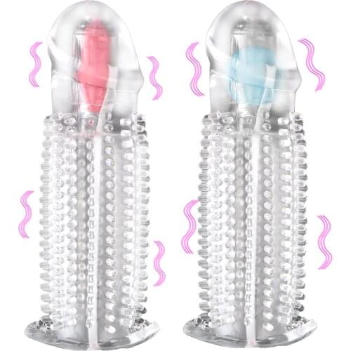 Delay Ejaculation Cock Enlarger Adult Erotic Products Reusable Penis Sleeve Penis Vibrators Condom Sex Toys for Men