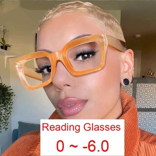 Vintage Transparent Reading Glasses Women Men Anti Blue Light Magnifying Focus Square Eyeglasses Frame Rivet Hyperopia Glasses
