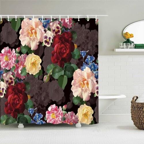 Waterproof Shower Curtains European Flowers 3d Bathroom Curtains With Hooks Printing Decoration 180*240cm Washable Bath Screen