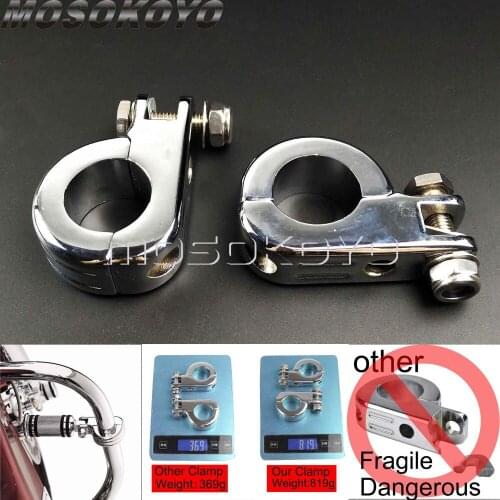 Billet Steel 32mm Highway 1.25" Footpeg Clamp 50957-02 Engine Guard 1 1/4" Bar Peg Mount for Harley Cafe Racer Dyna Sportster