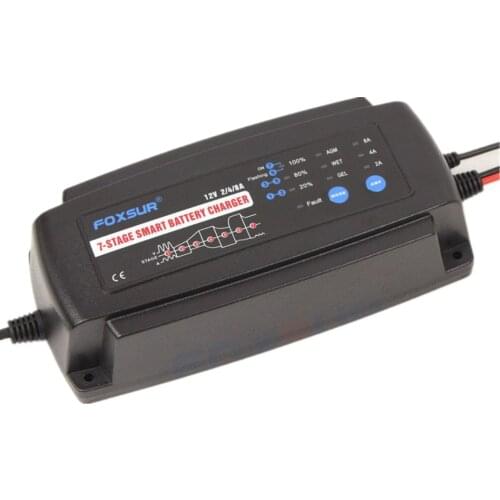 12V 2A 4A 8A 7-segment Smart Car Battery Charger with Optional Rechargeable Battery Type and Current GEL WET AGM