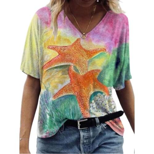 Summer Short Sleeve T-shirts For Women 3xl Plus Size Women Casual Abstract Painting Print Tee Ladies Tops Female Streetwear