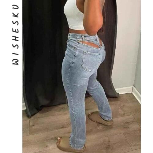 Women High Waist Sexy Cut Out Zipper Pencil Jeans Vintage Wash Skinny Denim Pants 2021 Autumn Baddie Clothes Streetwear