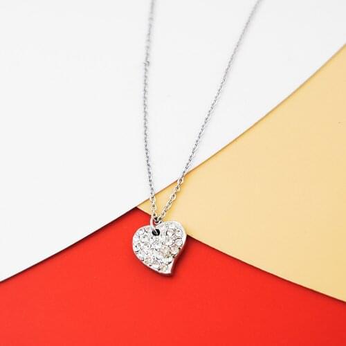 S925 sterling silver sweet and cool female fashion diamond love pendant clavicle chain necklace