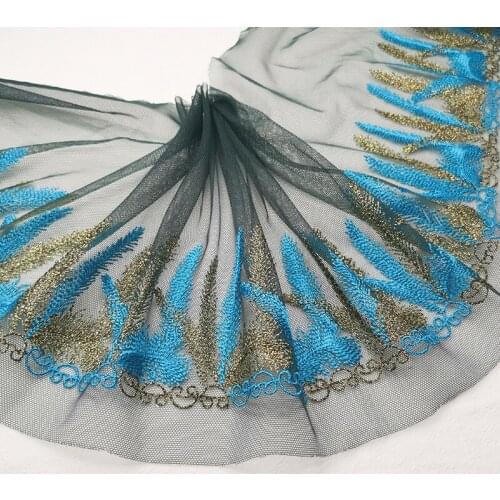 10Meters 22cm Wide Handmade Embroidery Lace Trim Tulle Mesh Wedding Clothes DIY Craft Laces Fabric Sewing Free Shipping