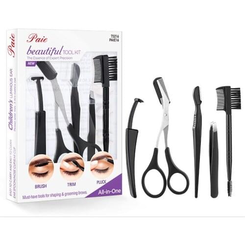 5pcs/set Eyelash Comb Brush Eyebrow Shaping Cutter Comb Tweezer Scraping Kit Makeup Tool Eyebrow Trimming Tool Set Hot Sale