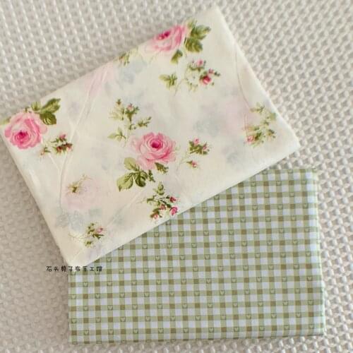 50*160cm Green Flower AB Version Pure Cotton Twill Bedding Handmade Diy Tablecloth Curtain Cotton Fabric
