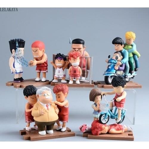 8.5-10cm Slam Dunk Shohoku Hanamichi Sakuragi Rukawa Kaede Akagi Takenori Anime Statue PVC Action Figure Collection Model Toys