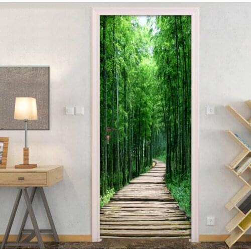 Bamboo Forest Wood Board Small Road 3D Photo Wallpaper Wall Painting Living Room Bedroom Door Sticker Decoration Mural De Parede