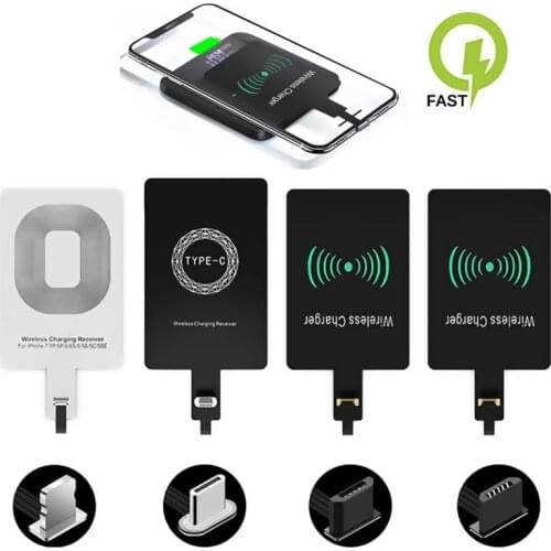 Wireless Charger Receiver Micro USB Type C Quick Charge Universal Phone Adapter For iPhone 5 6 7 Plus Android For Xiaomi Huawei