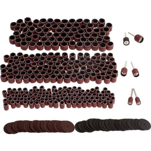 Dophee 378Pcs Dremel Accessories Rotary Tools Set for Sanding Grinding Polishing Grit 80 Sanding Bands+24mm Cutting Discs