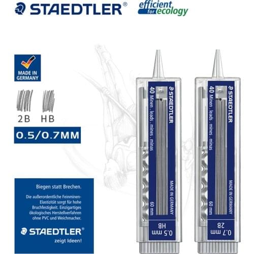 Germany STAEDTLER 255 Automatic Pencil Lead 2B/HB 0.5/0.7mm 40 Pieces Lead Core Refill Easy To Erase and Change