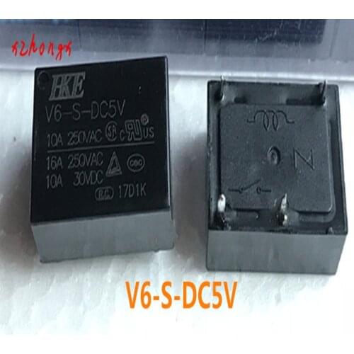 HKE V6-S-DC5V V6-S-DC12V V6-S-DC24V 4PINS 10A 5VDC 12VDC 24VDC Power Relay