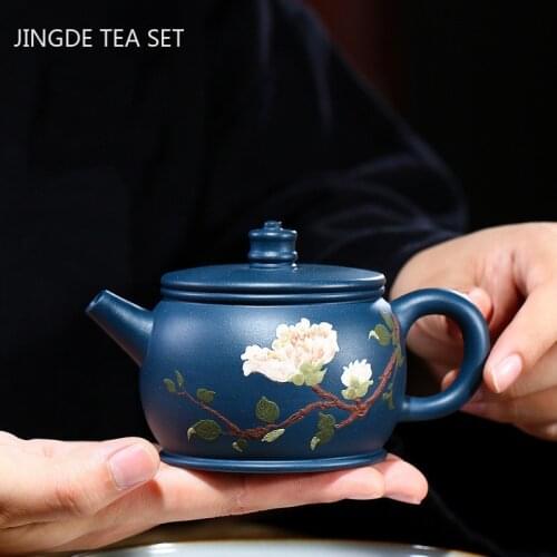 Yixing Ball Hole Filter Tea pots Purple Clay Teapot Raw ore Azure Mud Flowers Kettle Customized Handmade Boutique Tea set 190ml