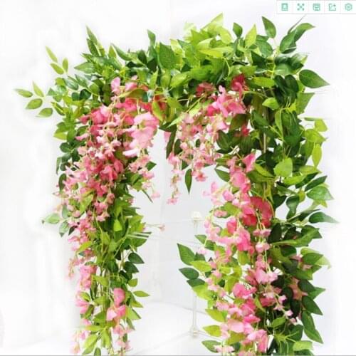 2 Meters Hydrangea Leaf Vine Wedding Decorative Plants Wall Arrangement Home Bathroom Decoration Accessories Artificial Flowers
