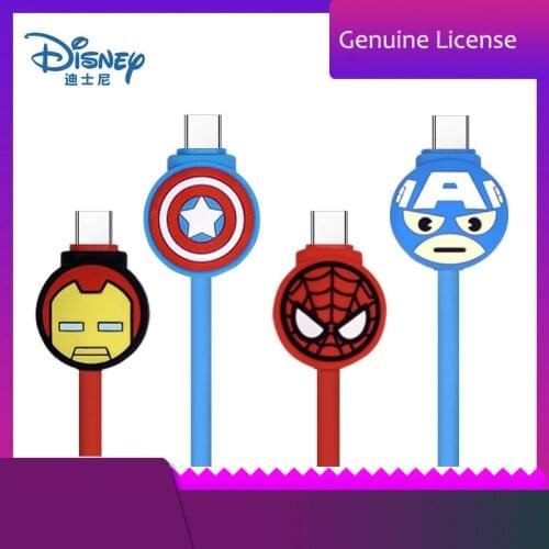 Marvel Spider Iron Man USB Type C Cable For Xiaomi 11 Samsung Fast Charging Wire Cord USB-C Charger Mobile Phone Type-C Cable