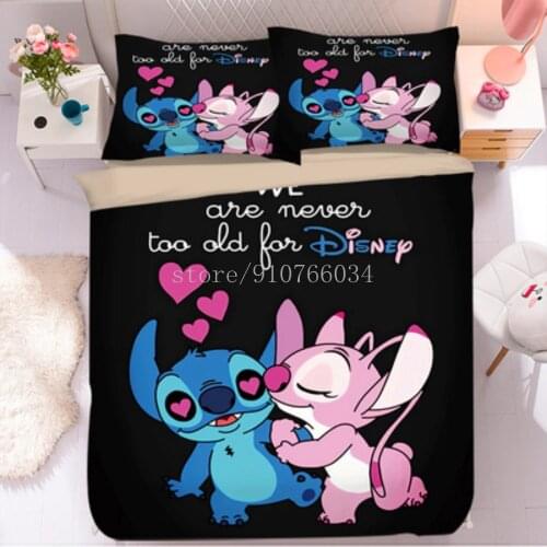 Interstellar Baby Childrens Cartoon Stitch 4Pcs Set Sheet Duvet Cover 1.5m Bed Sheet Student Dormitory Bedspread Bedclothes