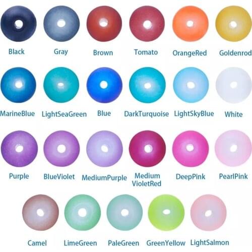 4mm 6mm 8mm 10mm Frosted Transparent Glass Beads Round for Jewelry Necklaces Bracelets Making DIY Handmade Craft Finding
