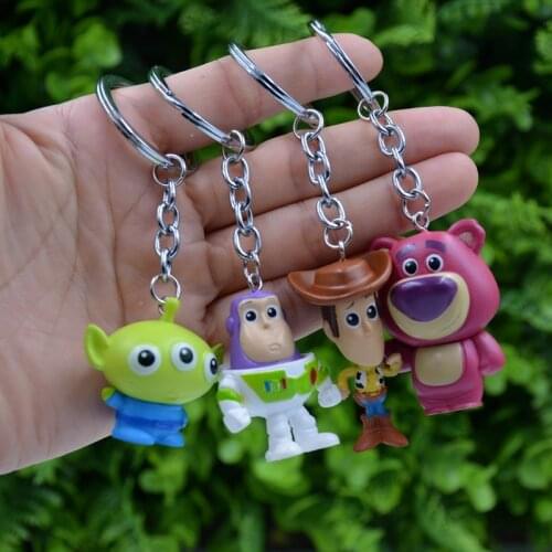 Disney 4Pcs/Set Toy Story 4 Mini Figures Keychain Woody Buzz Lightyear Strawberry Alien PVC Action Figure Toys For Children Gift