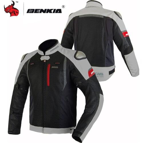 BENKIA Motorcycle Jacket Moto Motocross Jacket Protective Riding Chaqueta Moto Protection Denim Jacket Black And Gray