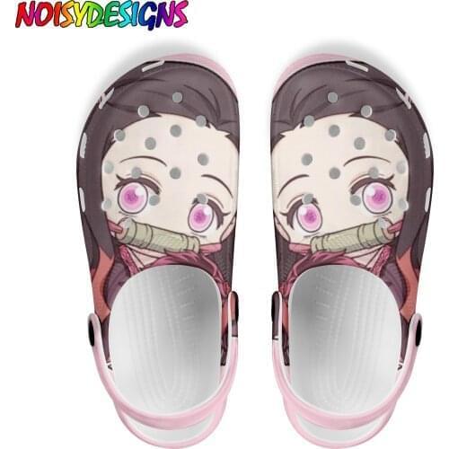 NOISYDESIGNS Demon Slayer Design Women Slippers Breathable Graden Clogs Shoes Ladies Summer Beach Water Gothic Shoes Mujer