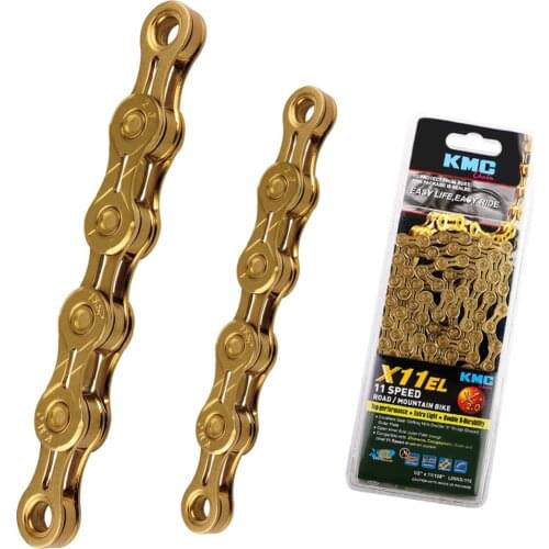 Original KMC X11EL 11 Speed Gold for Trekking 116 Links Extra Light Titanium Nitride Gold coated 11S Chain + Missing Link