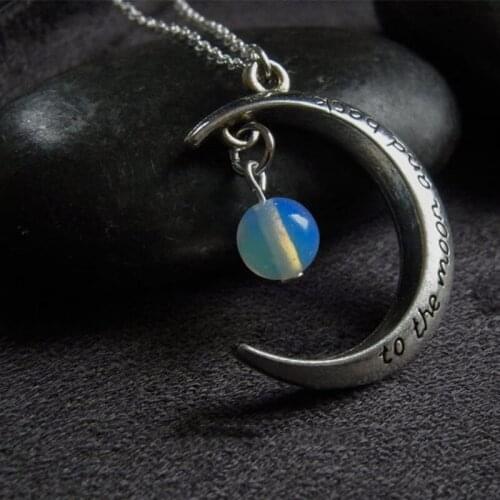 I Love You Crystal Necklace To The Moon and Back Cremation Memorial Keepsake Pendant Jewelry for Women Men Couple Lovers Gift