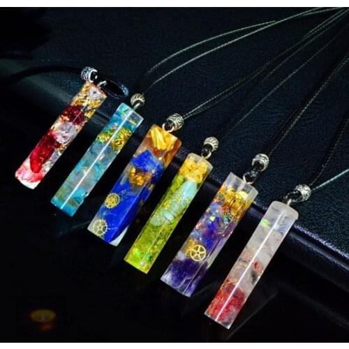 AURA REIKI Orgonite Energy Pendant Transfer Natural Crystal Sweater Chain Men And Women Necklace Bring Lucky Healing Wicca