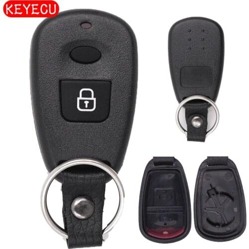 Keyecu 5pcs/lot Remote Key Shell Case 2 Button Fob + Rubber Button Pad for Hyundai Santa Fe Elantra With Battery Holder