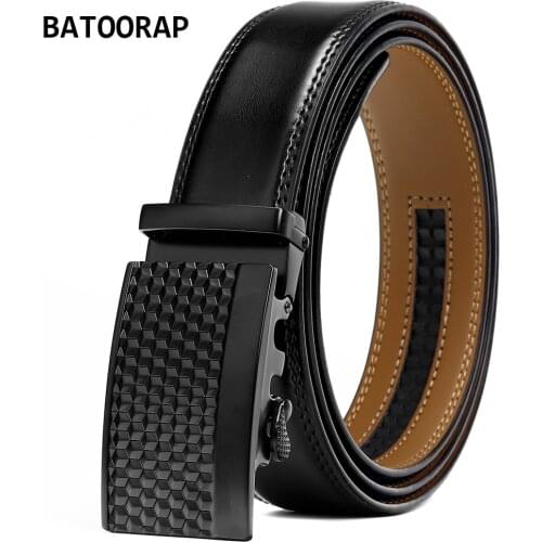 BATOORAP Fashion Brand Mens Genuine Leather Belts Metal Buckle Casual Jeans Trouser Strap Male Vintage Cowhide Ratchet Belt L18