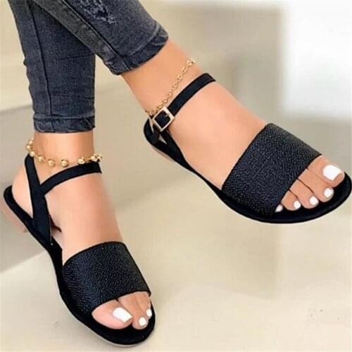 Large size buckle womens sandals summer new style breathable platform sandals womens fashion casual womens shoes slides
