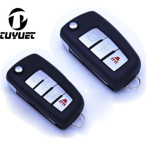3 Buttons / 4 Buttons Replacement Flip Folding Remote Key Shell Case For Nissan Qashqai Livina Sunny Sylphy Fob Key Cover