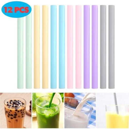 12Pcs Random Color Silicone Drinking Straws Reusable Flexible Straw Silicone Fold Adult Child Straw Home Kitchen Bar Party Straw