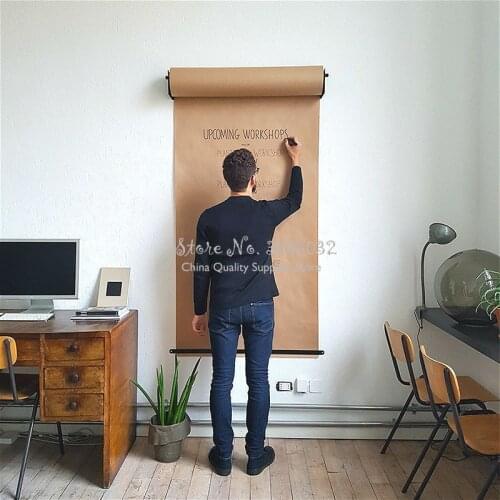 Modern Useful Wall Mounted hand writing painting message kraft paper drawing board loft coffee shop menu kids drawing paper Rack