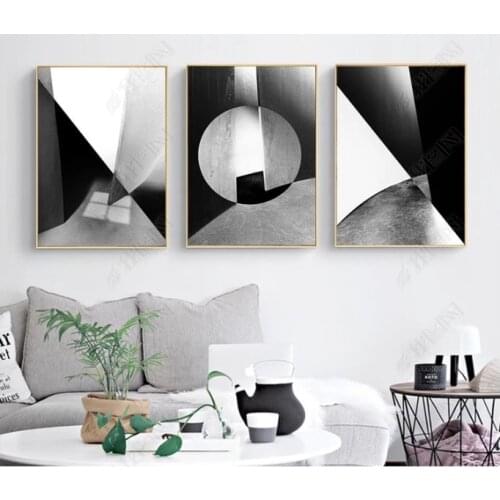 Modern Geometric Element Black and White Abstract Canvas Paintings Wall Art Pictures Posters Prints Living Room Home Decor